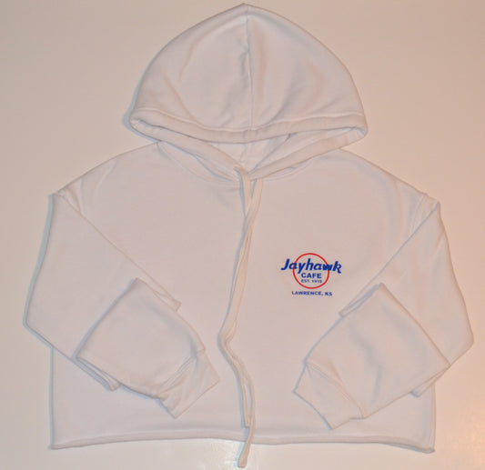 Jayhawk Cafe Women's White Cropped Hoodie